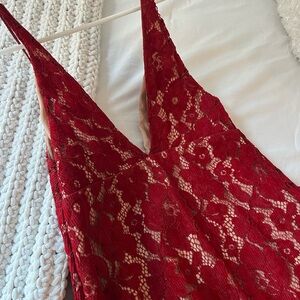 Free People Red Lace Sleeveless Dress